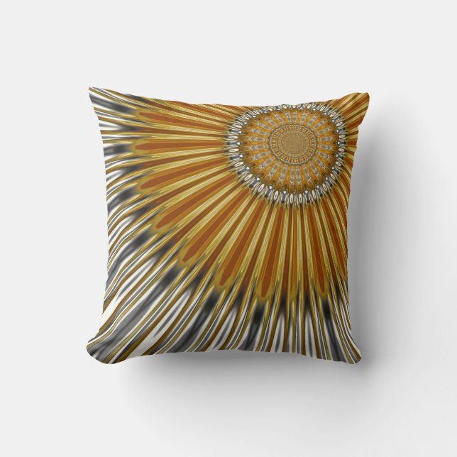 Golden Sunflower Geometric Flower Decor Cushion (Front)