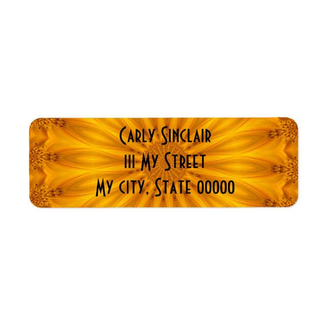 Golden Sunflower Kaleidoscope Return Address Label (Front)