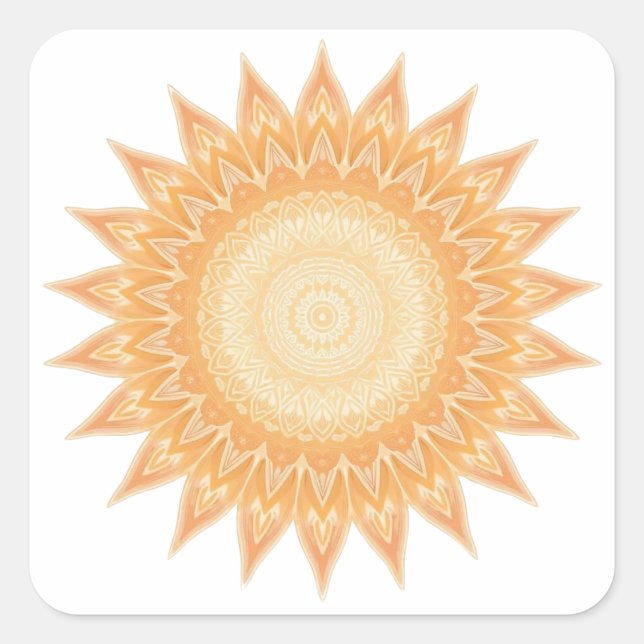 "Golden Sunflower Mandala – Light Within You" Square Sticker (Front)