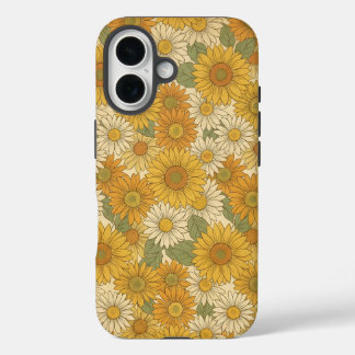 Golden Sunflower Meadow | Warm Vintage Floral iPhone 16 Case