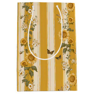 Golden Sunflower Monarch Butterfly Country Medium Gift Bag