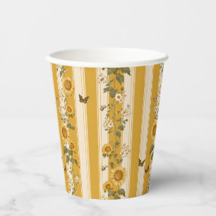 Golden Sunflower Monarch Butterfly Country Paper Cups