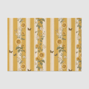 Golden Sunflower Monarch Butterfly Country Tissue Paper