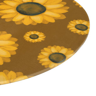 Golden Sunflower Pattern Cutting Board