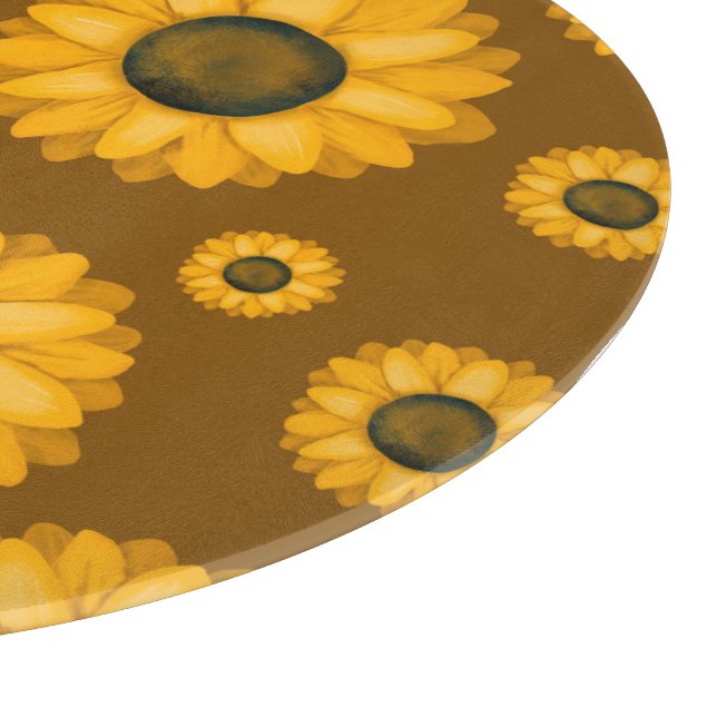 Golden Sunflower Pattern Cutting Board (Corner)