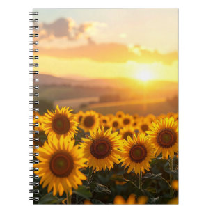 Golden Sunflower Spiral Photo Notebook