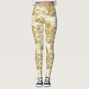 Golden Sunflower Summer Cottage Pattern Leggings