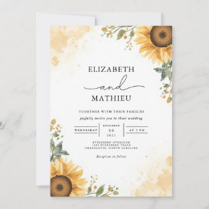 Golden Sunflower Wedding Invitation