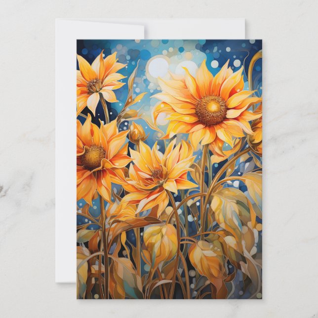 Golden Sunflowers Bloom Watercolor Holiday Card (Front)