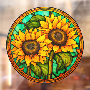 Golden Sunflowers Faux Stained Glass