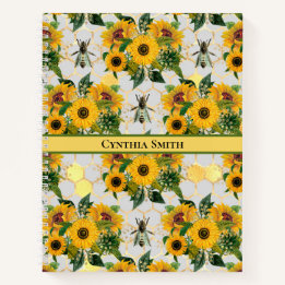 Golden Sunflowers Honeycomb and Royal Bee Notebook