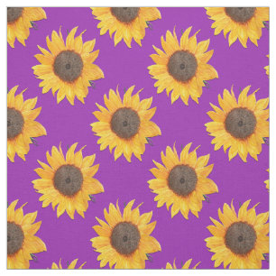 Golden Sunflowers on Purple Fabric