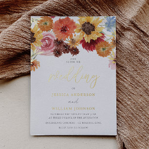 Golden Sunflowers Summer Floral Wedding Gold