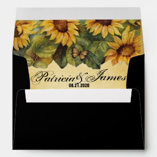 Golden Sunflowers Wedding Invitation Envelopes
