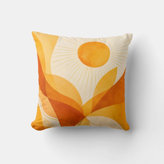 Golden Sunrise Abstract Throw Pillow (Front)