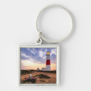 Golden Sunrise At Portland Bill Lighthouse Key Ring