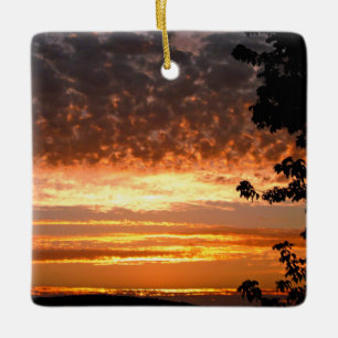 Golden Sunrise Ceramic Ornament
