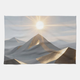Golden Sunrise Desert Peaks Tea Towel