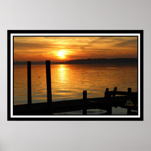Golden Sunrise on Lake Poster