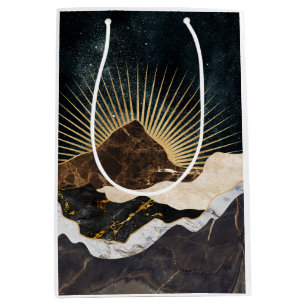 Golden Sunrise Over Marble Mountains & Starry Sky Medium Gift Bag