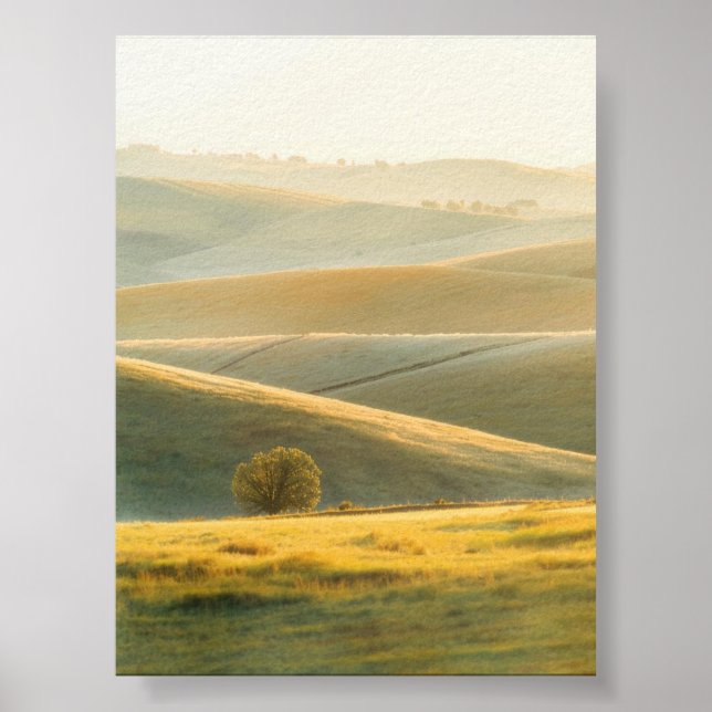 Golden Sunrise Over Rolling Hills Poster (Front)