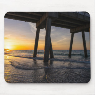 Golden Sunrise Under Pensacola Pier Mousepad