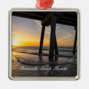 Golden Sunrise Under Pensacola Pier Ornament