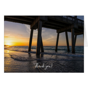 Golden Sunrise Under Pensacola Pier Thank You Card