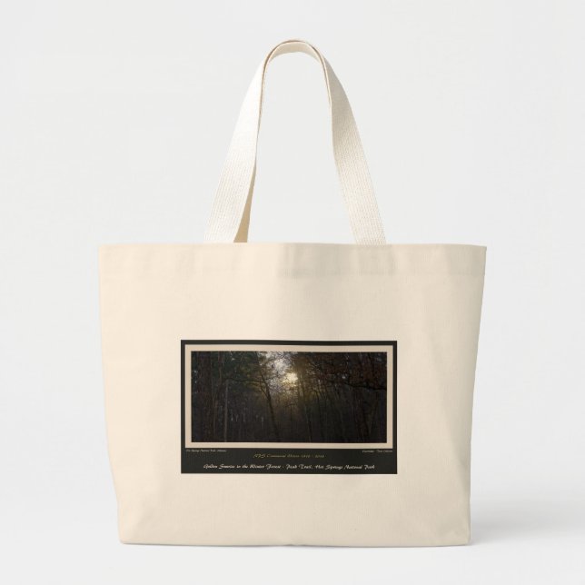 Golden Sunrise Winter Forest Centennial Ed Large Tote Bag (Front)