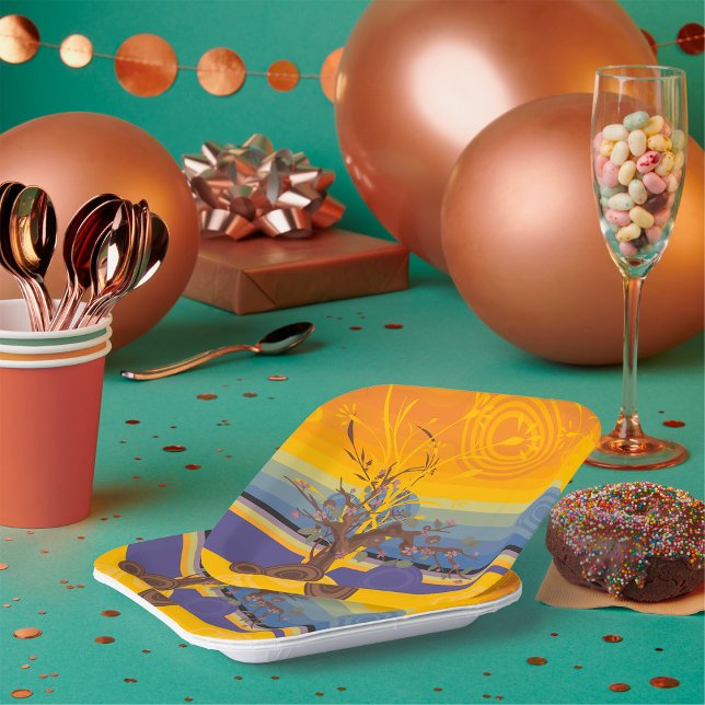 Golden Sunset Art Paper Plate (Creator Uploaded)