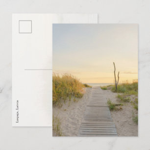 Golden sunset Baltic sea view in Liepaja, Latvia Postcard