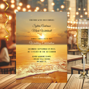 Golden Sunset Beach Wedding Invitation