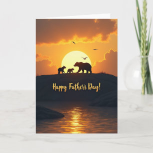 Golden Sunset Bears Fathers Day Card
