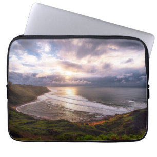 Golden Sunset Coastal Ocean Landscape Photo Print Laptop Sleeve