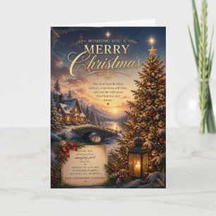 Golden Sunset Cottage Merry Christmas Wishes Card