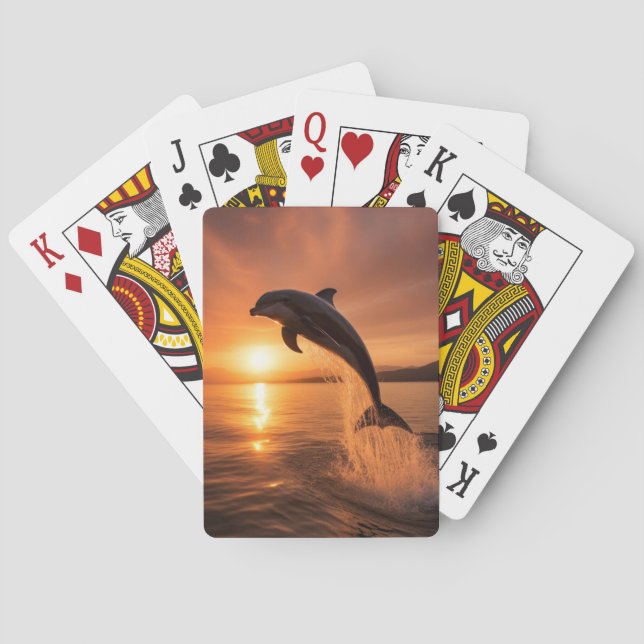 Golden Sunset Dolphin Playing Cards (Back)