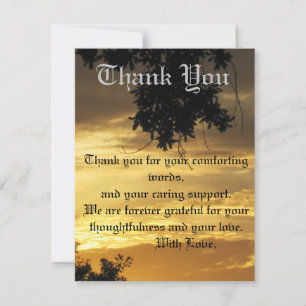 Golden Sunset Flat Sympathy Thank You Card