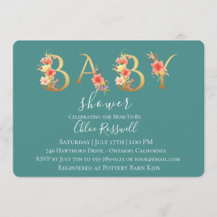Golden Sunset Floral Baby Shower Invitation