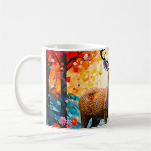 Golden Sunset Floral Fall Forest Deer Coffee Mug