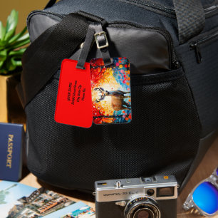 Golden Sunset Floral Fall Forest Deer Luggage Tag