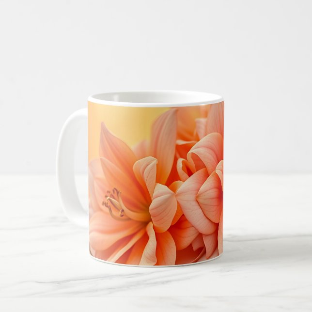 Golden Sunset Floral Watercolor Art Coffee Mug (Front Left)