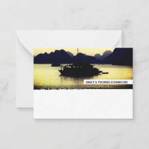 Golden Sunset, Halong Bay boats - Vietnam (office) Card