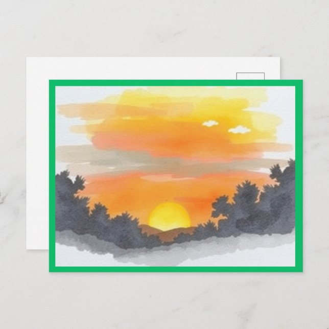 Golden Sunset Horizon Scenic Postcard (Front/Back)