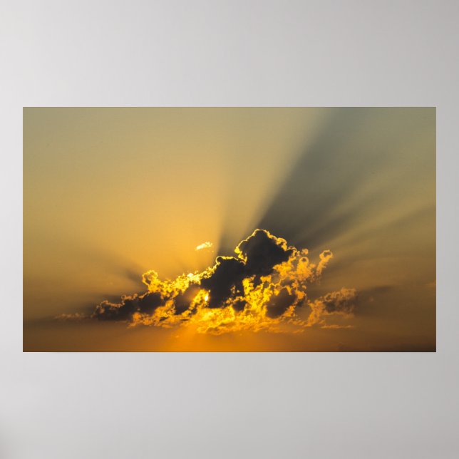 Golden Sunset Illuminating a Cloud Poster (Front)