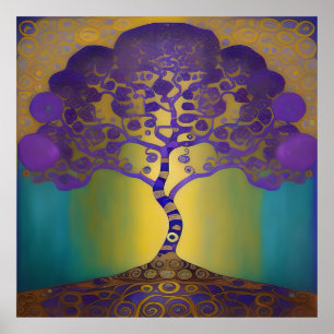 Golden sunset Klimt style  Poster