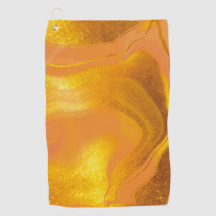 Golden Sunset Marble Golf Towel