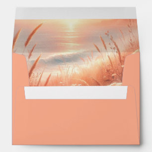 Golden Sunset Meadow Beach Wedding Envelope