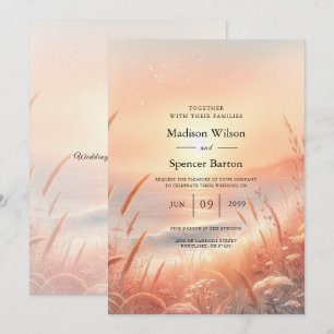 Golden Sunset Meadow Beach Wedding Invitation