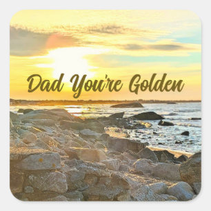 Golden Sunset Ocean Photo Nature photography Dad Square Sticker