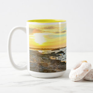 Golden Sunset Ocean Photo Nature photography Dad Two-Tone Coffee Mug